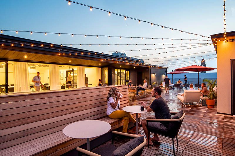 Assembly Norfolk&rsquo;s varied environments spark creativity. Their rooftop patio for working and socializing comes to life in the warmer seasons.
